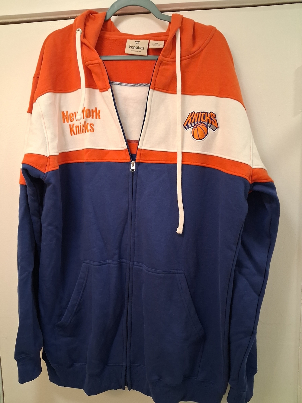 Fanatics Blue, Orange and White New York Knicks Zip-Up Hoodie